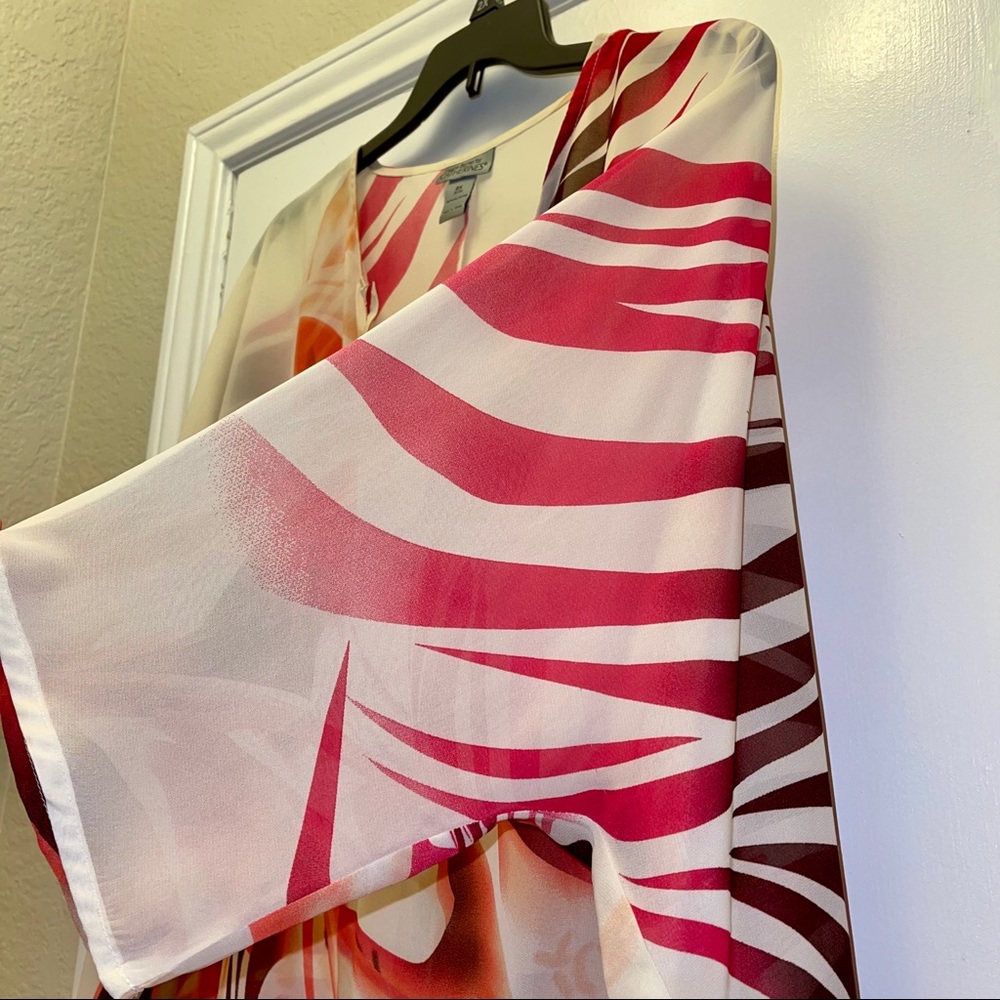 🌅Catherines Blouse Cream Red Orange Size 2X Flowy - Picture 4 of 10